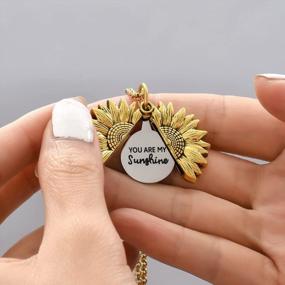 img 2 attached to Inspirational Sunflower Locket Necklace - SLOONG 'You Are My Sunshine' Engraved Pendant - Perfect Mother'S Day Gift For Women And Girlfriends