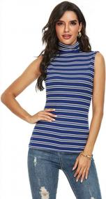 img 3 attached to Stretchy Fitted Underscrub Tee Tops With Sleeveless/Long Sleeve Mock Turtleneck For Women'S Layering