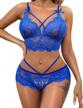 lace bra and panty set for women - strappy 2 piece babydoll bodysuit with sexy lingerie design by klier logo