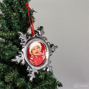 img 1 attached to 🎄 Tiny Idea Baby's First Christmas Snowflake Photo Ornament: Ideal Holiday Gift for New and Expecting Parents