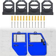 🚪 sunluway removable wall-mounted door storage rack bracket for jeep wrangler cj yj tj lj jk jku jl jlu & gladiator jt (set of 4 hangers) логотип