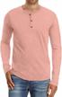 pegeno men's fashion casual front placket short/long sleeve henley t-shirts cotton shirts logo