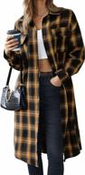 women's hotouch long flannel shacket jackets with shoulder drop plaid coat, oversized button down & pockets - s-xxl logo