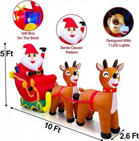 img 3 attached to 10Ft Christmas Inflatable Santa Claus Sleigh With Reindeers - LED Lighted Outdoor Decoration For Home And Garden - Perfect For Xmas Holidays!