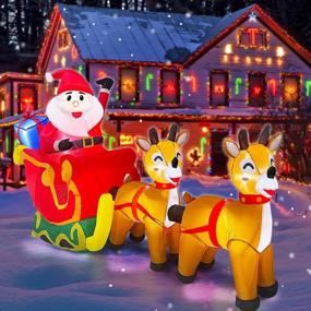 img 2 attached to 10Ft Christmas Inflatable Santa Claus Sleigh With Reindeers - LED Lighted Outdoor Decoration For Home And Garden - Perfect For Xmas Holidays!