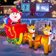 10ft christmas inflatable santa claus sleigh with reindeers - led lighted outdoor decoration for home and garden - perfect for xmas holidays! logo