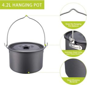 img 1 attached to 21PCS Camping Cookware Mess Kit: Lightweight Pot Pan Kettle Fork Knife Spoon For Backpacking, Outdoor Hiking & Picnic - G4Free