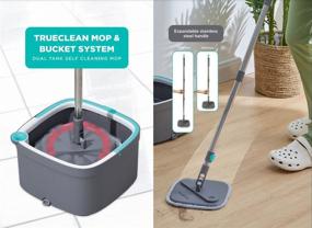 img 2 attached to 🧹 True & Tidy True Clean Spin Mop and Bucket System SPIN-800A: Efficiently Clean Floors with Dual Compartment Mop Bucket, Spin Mop, and 2 Washable Microfiber Mop Pads - Gray