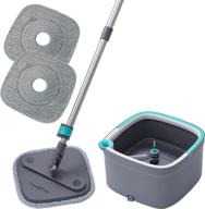 🧹 true & tidy true clean spin mop and bucket system spin-800a: efficiently clean floors with dual compartment mop bucket, spin mop, and 2 washable microfiber mop pads - gray logo