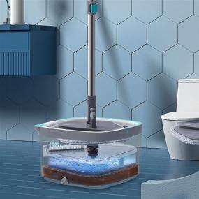 img 1 attached to 🧹 True & Tidy True Clean Spin Mop and Bucket System SPIN-800A: Efficiently Clean Floors with Dual Compartment Mop Bucket, Spin Mop, and 2 Washable Microfiber Mop Pads - Gray