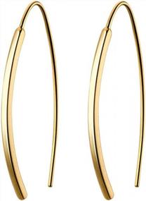 img 4 attached to 925 Sterling Silver Bar Dangle Earrings For Women & Teen Girls - SLUYNZ Threader Open Hoop Earrings