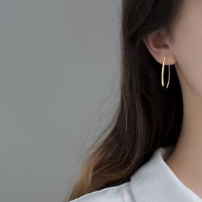 img 1 attached to 925 Sterling Silver Bar Dangle Earrings For Women & Teen Girls - SLUYNZ Threader Open Hoop Earrings