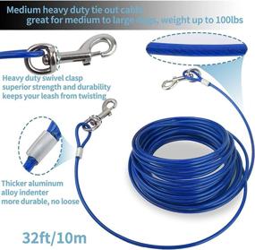 img 3 attached to 🐶 MUMUPET 32 ft Dog Tie Out Cable and Stake: Sturdy Outdoor Leash for Camping and Yard | Heavy Duty Anti Rust Spiral Stake for Medium-Large Dogs Up to 125 lbs