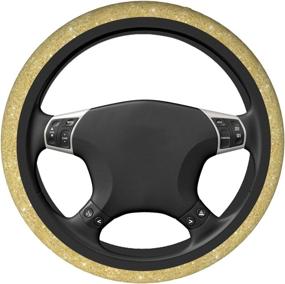 img 2 attached to Gold Glitter Pattern Cute Steering Wheel Covers For Women Girls Car Decor SUV Truck 15 Inch Universal Fit Accessories Anti Slip Soft Protector Wrap