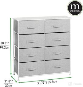 img 1 attached to mDesign Tall Standing Storage Dresser Unit - Versatile Organizer for Bedroom, Office, Living Room, and Closet - 8 Slim Drawer Removable Fabric Bins - Gray/White