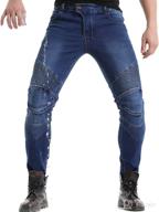 👖 waterproof men's motorcycle riding pants with knee and hip pads - motocross racing jeans (s, blue) - 2019 edition logo