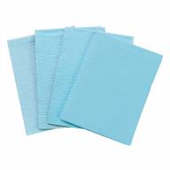 dental consumables 2-ply tissue poly back dental bibs/towels, blue 13" x 18", waffle embossed (pack of 500) to prevent leak through logo