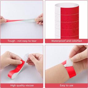 img 1 attached to Red Event Wristbands 300-Pack Waterproof Party Arm Bands For Concerts, Lightweight Miahart Paper Wristbands