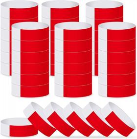 img 4 attached to Red Event Wristbands 300-Pack Waterproof Party Arm Bands For Concerts, Lightweight Miahart Paper Wristbands
