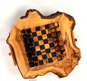 img 3 attached to BeldiNest Набор шахмат из оливкового дерева Деревянная шахматная доска Деревенский стиль