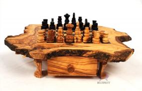 img 2 attached to BeldiNest Набор шахмат из оливкового дерева Деревянная шахматная доска Деревенский стиль