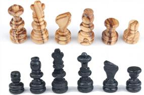 img 1 attached to BeldiNest Набор шахмат из оливкового дерева Деревянная шахматная доска Деревенский стиль