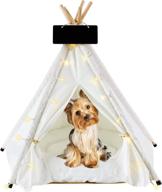 🐾 yuouit pet teepee tent with led lights for small dogs and cats – portable puppy bed, folding house with cushion for indoor & outdoor use - christmas edition, 24 inches logo