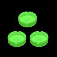 set of 3 gizhome luminous silicone ashtrays - high-temperature and heat-resistant, round glow in the dark design, premium rubber material, yellow logo