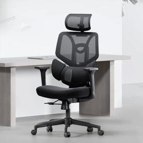 img 4 attached to Эргономичный офисный стул Hbada E3 с эластичной адаптивной спинкой и сеткой высокой плотности для превосходного комфорта и производительности