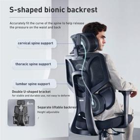 img 2 attached to Эргономичный офисный стул Hbada E3 с эластичной адаптивной спинкой и сеткой высокой плотности для превосходного комфорта и производительности