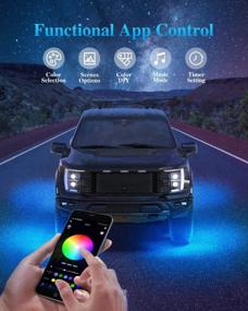 img 1 attached to Illuminate Your Ride With The Tenmiro RGB LED Rock Lights Kit: 4 Pod, Bluetooth App & Remote Control, Waterproof, Multi-Color - Perfect For Pickup, ATV, UTV, RZR, SUV And Truck!