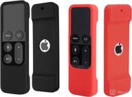 shock proof silicone remote cover case for apple tv 4k 4th 5th generation - black and red логотип