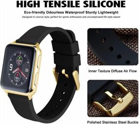 img 3 attached to WOCCI Quick Release Silicone Watch Bands - Soft 🕒 Rubber Replacement Straps with Gold Buckle (14mm 18mm 20mm 22mm 24mm)