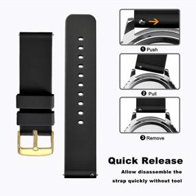 img 2 attached to WOCCI Quick Release Silicone Watch Bands - Soft 🕒 Rubber Replacement Straps with Gold Buckle (14mm 18mm 20mm 22mm 24mm)