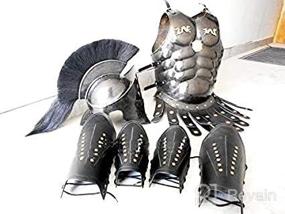 img 1 attached to Authentic 300 Spartan Helmet Maximus Muscle Armor Set with Leather Leg & ARM Guard