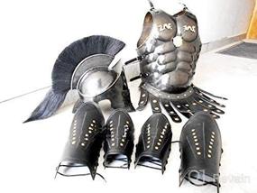 img 2 attached to Authentic 300 Spartan Helmet Maximus Muscle Armor Set with Leather Leg & ARM Guard