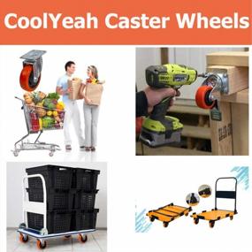 img 2 attached to 4 Pack Heavy Duty Swivel Casters - 2 With Brake & 2 Without - Industrial Grade 3 Inch PVC Wheels By CoolYeah!