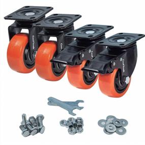 img 4 attached to 4 Pack Heavy Duty Swivel Casters - 2 With Brake & 2 Without - Industrial Grade 3 Inch PVC Wheels By CoolYeah!