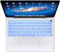 чехол для клавиатуры se7enline для macbook air 13 дюймов 2018/2019 с сенсорным идентификатором и дисплеем retina - soft serenity blue protector, макет сша, модель a1932 логотип