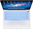 se7enline keyboard cover for macbook air 13 inch 2018/2019 with touch id and retina display - soft serenity blue protector, us layout, model a1932 logo