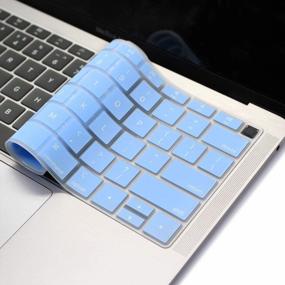 img 2 attached to Se7Enline Keyboard Cover For MacBook Air 13 Inch 2018/2019 With Touch ID And Retina Display - Soft Serenity Blue Protector, US Layout, Model A1932