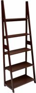 amazon basics modern 5-tier ladder bookshelf organizer, solid rubberwood frame - espresso finish логотип