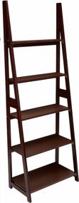 img 4 attached to Amazon Basics Modern 5-Tier Ladder Bookshelf Organizer, Solid Rubberwood Frame - Espresso Finish