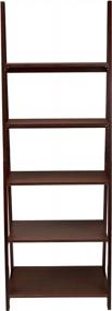 img 3 attached to Amazon Basics Modern 5-Tier Ladder Bookshelf Organizer, Solid Rubberwood Frame - Espresso Finish