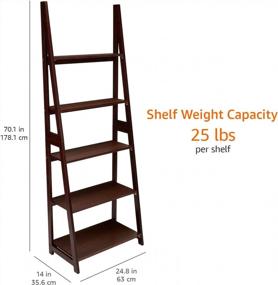 img 1 attached to Amazon Basics Modern 5-Tier Ladder Bookshelf Organizer, Solid Rubberwood Frame - Espresso Finish