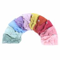 🌈 honestbaby girls' organic cotton knotted headbands multi-pack, 10-pack rainbow gems pinks, small: comfortable and stylish headbands for baby girls логотип