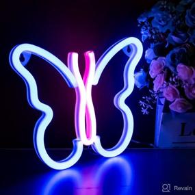 img 1 attached to 🦋 Butterfly Neon Wall Sign Lights for Bedroom Décor - USB/Battery Powered LED Neon Night Light Decoration, Aesthetic Room Decor for Girls, Kids, Living Room, Bar, Dorm, Man Cave (Blue/Pink Butterfly Neon Sign)