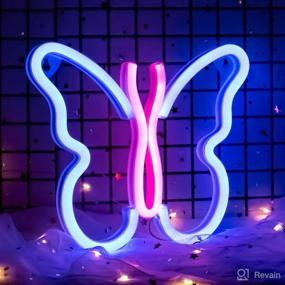 img 4 attached to 🦋 Butterfly Neon Wall Sign Lights for Bedroom Décor - USB/Battery Powered LED Neon Night Light Decoration, Aesthetic Room Decor for Girls, Kids, Living Room, Bar, Dorm, Man Cave (Blue/Pink Butterfly Neon Sign)