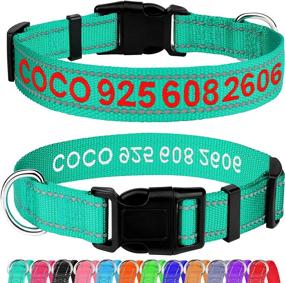 img 4 attached to Teal Embroidered Personalized Dog Collar With Name And Phone Number For Large Dogs - Joytale Reflective Custom Collar