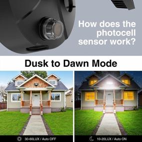 img 2 attached to 55W Security Lights Dusk To Dawn - 5500LM Bright LED Flood Light With Photocell, 3 Adjustable Heads Exterior Floodlight For Garage Yard Patio